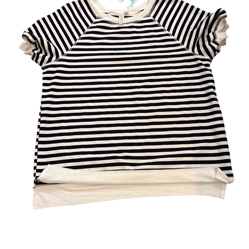 Hayden Los Angeles Womens Navy White Striped Short Sleeve Raglan Sweatshirt S - Picture 5 of 7
